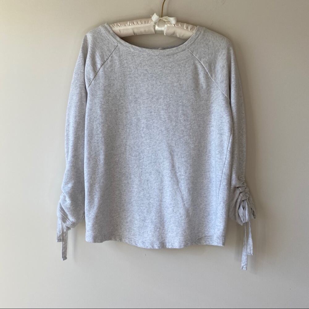 Loft Lounge Gray Sweatshirt Top with Sleeve Ties Sz XS